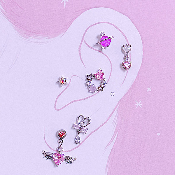 Pink Sailor Piercing/Earring SET