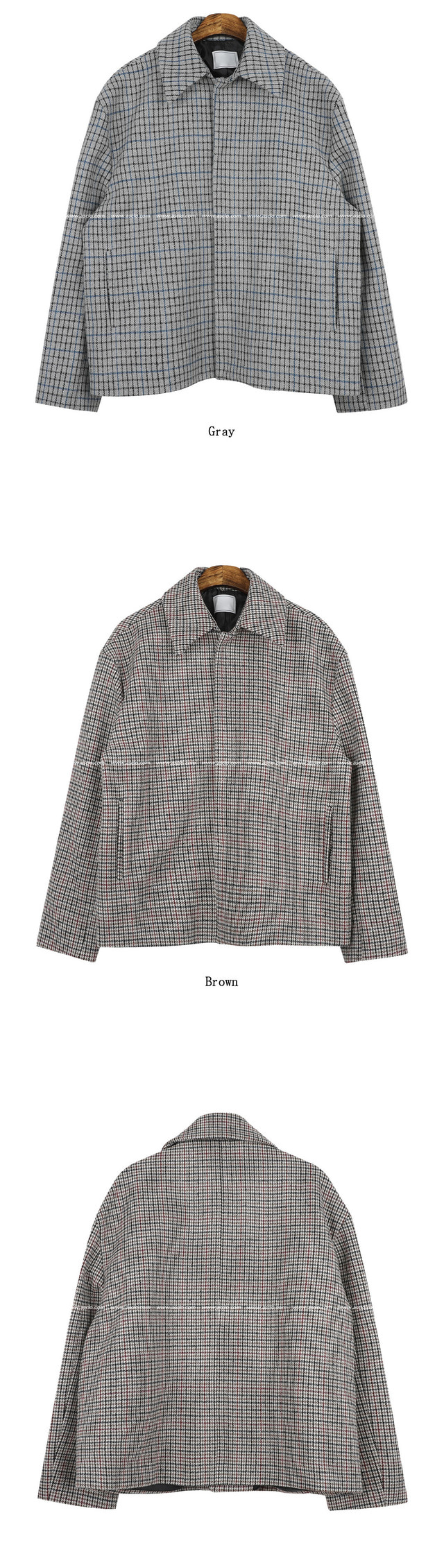 Asclo Wool Minimal Checked Mac Jacket (2 colors) - 애즈클로