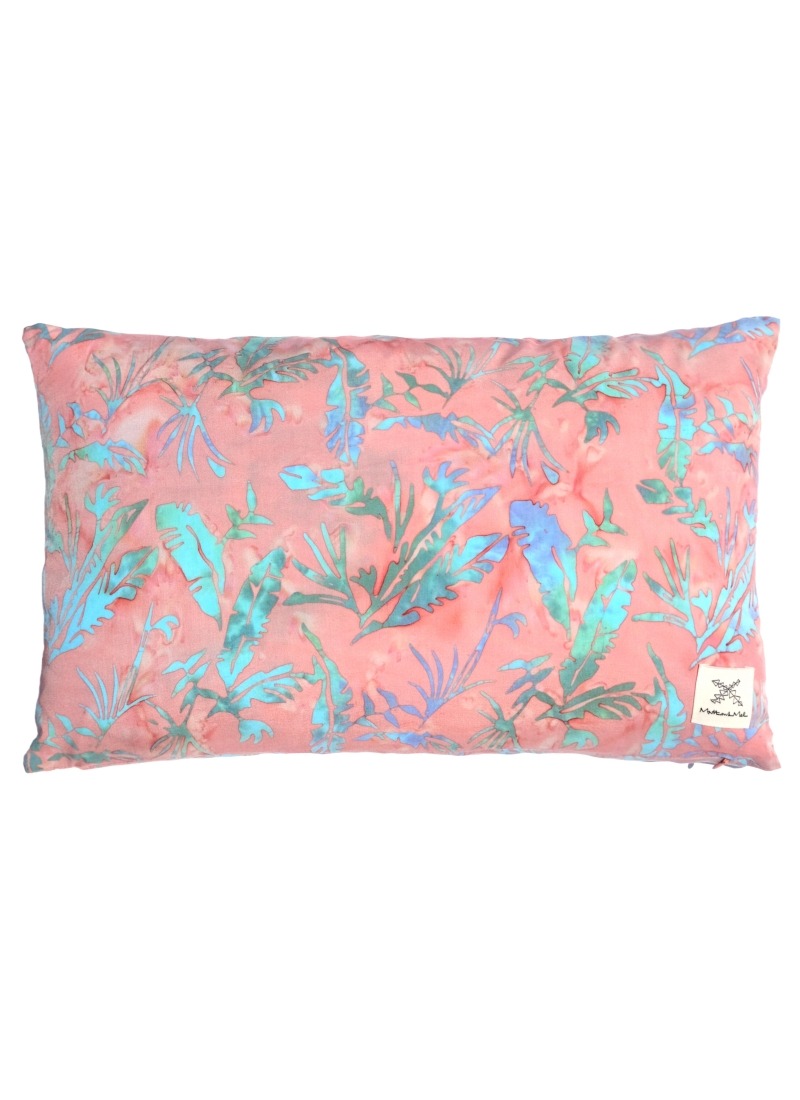 [Hand Dyed Half Cushion Cover] Banana Leaves - Pale Pink