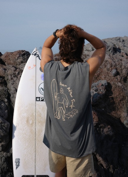 [Sleeveless-shirt] Beer after surf - Charcoal