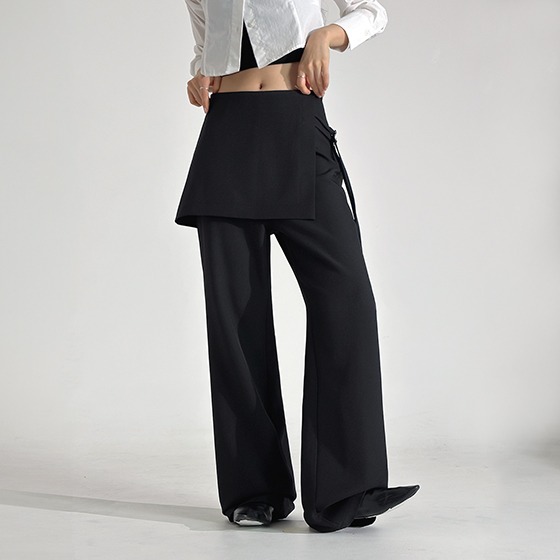 レイヤードルック🌸スカートスラックス]レイヤ―ドラップスカート