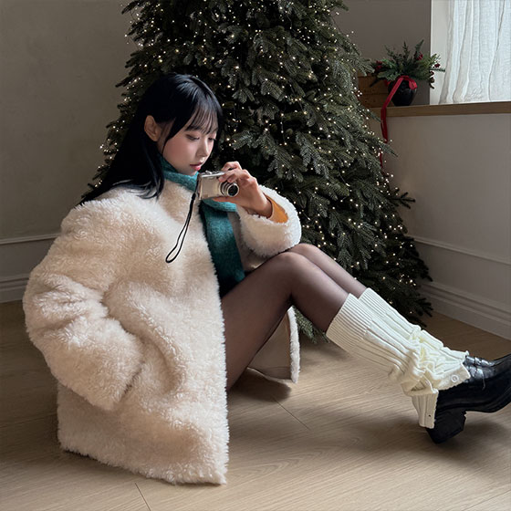 フィッチファーハーフコート Furファージャケット🎄年末ファーコート] クラシック フラッフィー