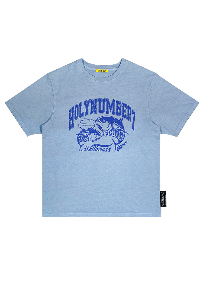 PIGMENT DYED OVER-FIT T-SHIRT FISH_BLUE