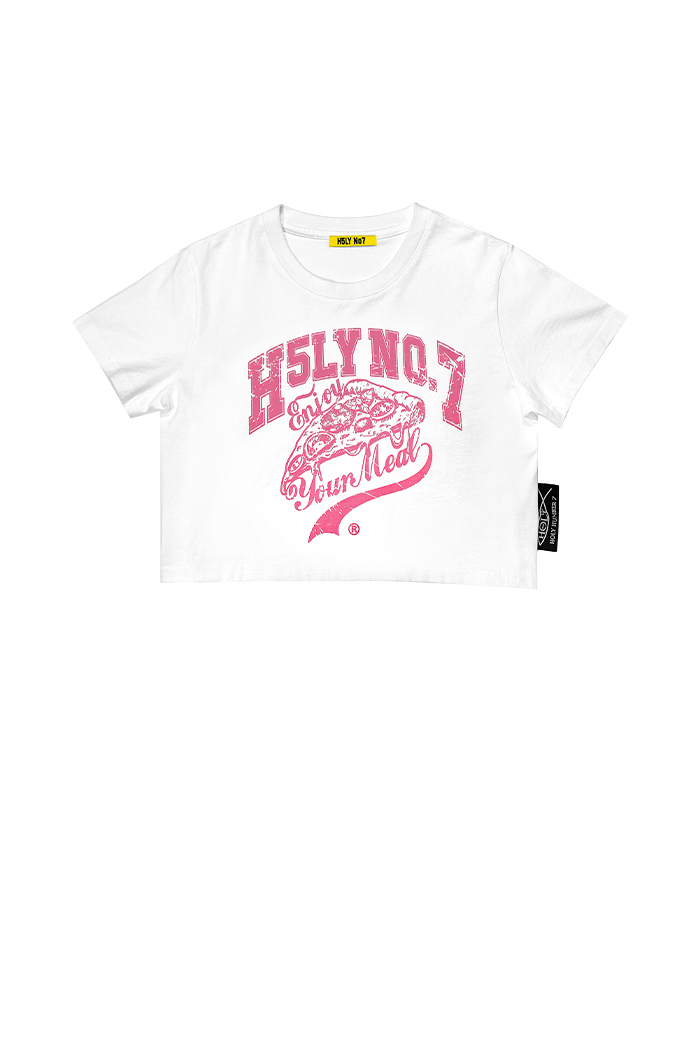 PIGMENT DYED CROP T-SHIRT PIZZA_WHITE