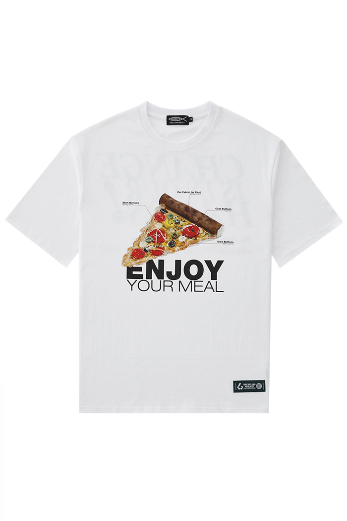 ENJOY YOUR MEAL CAMPAIGN 1/2 T-SHIRT PIZZA _WHITE&quot;맛있게 드세요&quot; 피자 캠페인 티셔츠_화이트
