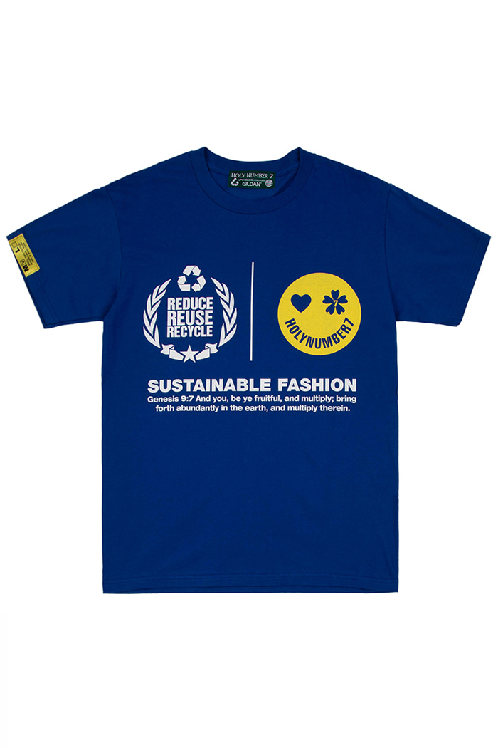 SUSTAINABLE FASHION CAMPAIGN 1/2 T-SHIRT_BLUE지속가능 패션 캠페인 반팔 티셔츠_블루