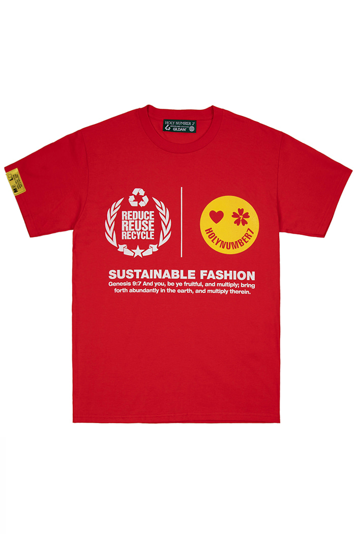 SUSTAINABLE FASHION CAMPAIGN 1/2 T-SHIRT_RED지속가능 패션 캠페인 반팔 티셔츠_레드