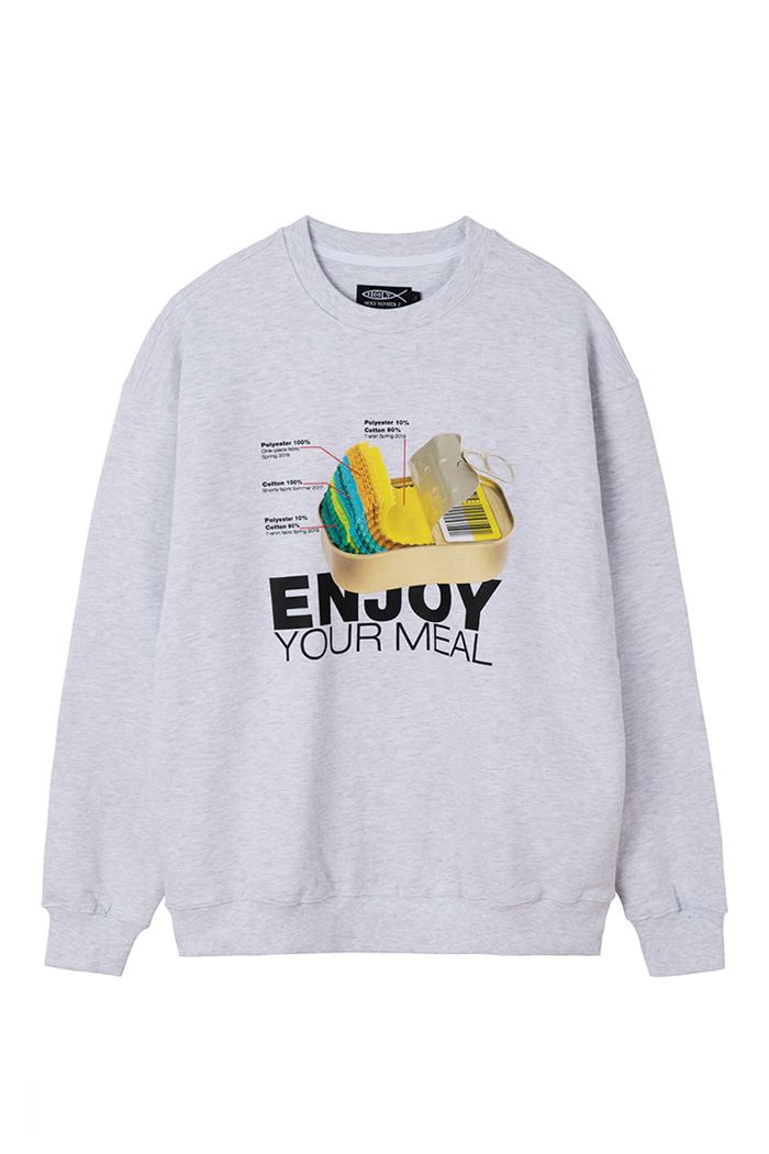 ENJOY YOUR MEAL CAMPAIGN SWEATSHIRT CAN_MELANGE GRAY&quot;맛있게 드세요&quot; 맨투맨 통조림_멜란지그레이