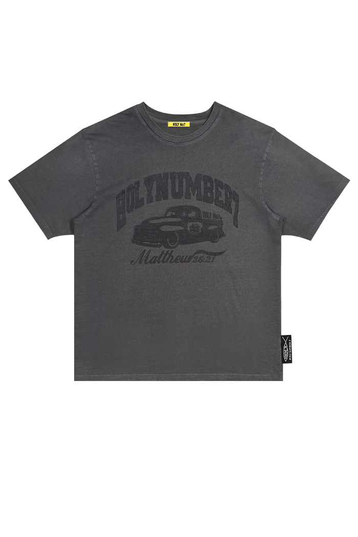 PIGMENT DYED OVER-FIT T-SHIRT CAR_CHARCOAL피그먼트 다잉 오버핏 티셔츠 차_차콜