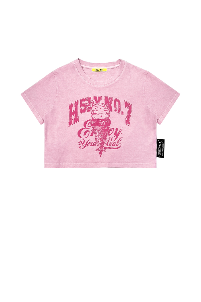 PIGMENT DYED CROP T-SHIRT ICE CREAM_PINK