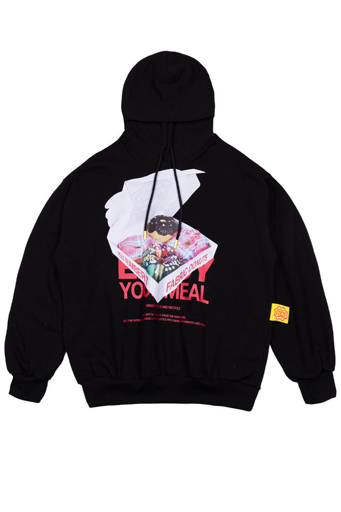 [ENJOY YOUR MEAL] CAMPAIGN HOODIE DONUT_BLACK