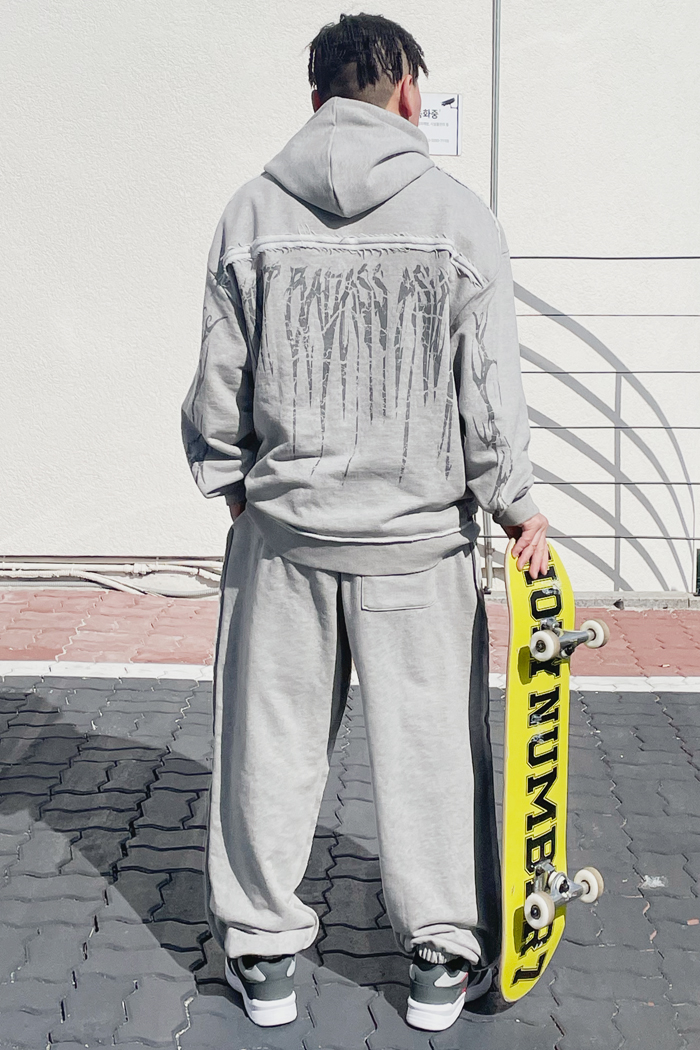 HOLYNUMBER7 X MBA VINTAGE GRAPHIC HOODIE_GRAY