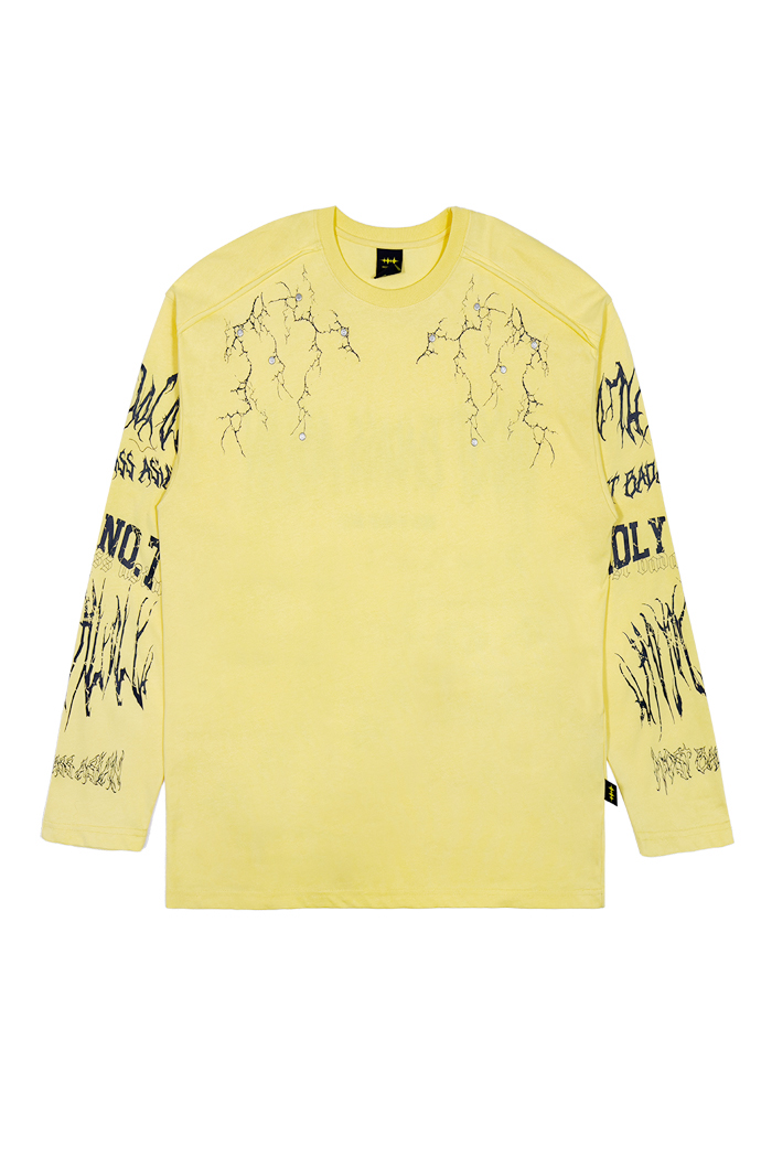 HOLYNUMBER7 X MBA THUNDER GRAPHIC LONG SLEEVE T-SHIRT_YELLOW