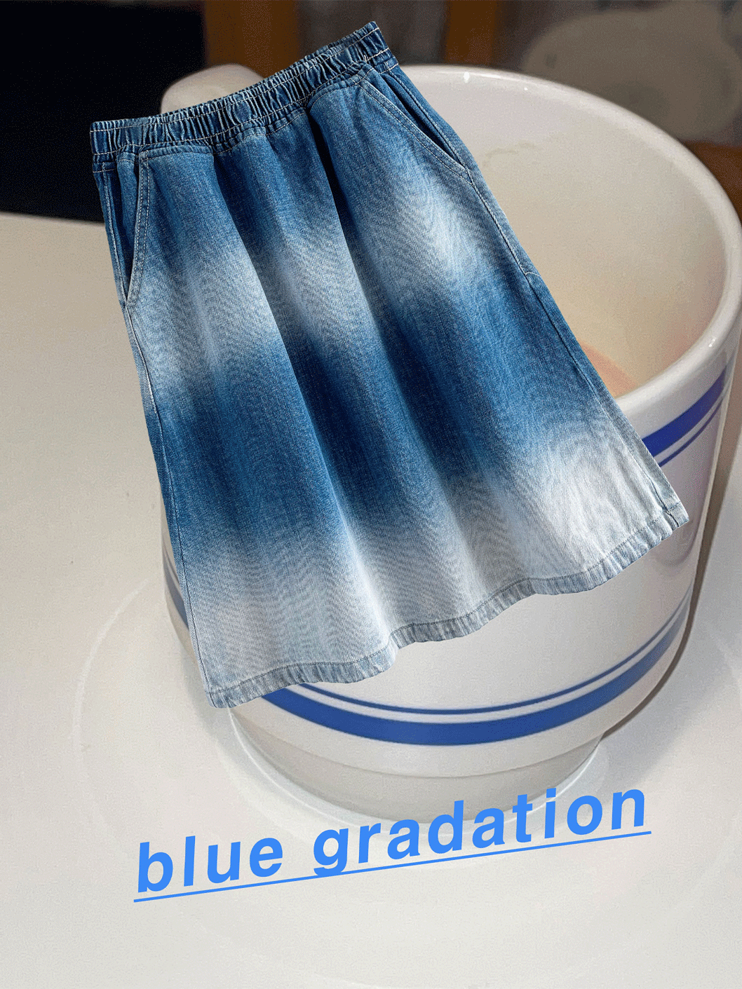 blue gradation denim sk