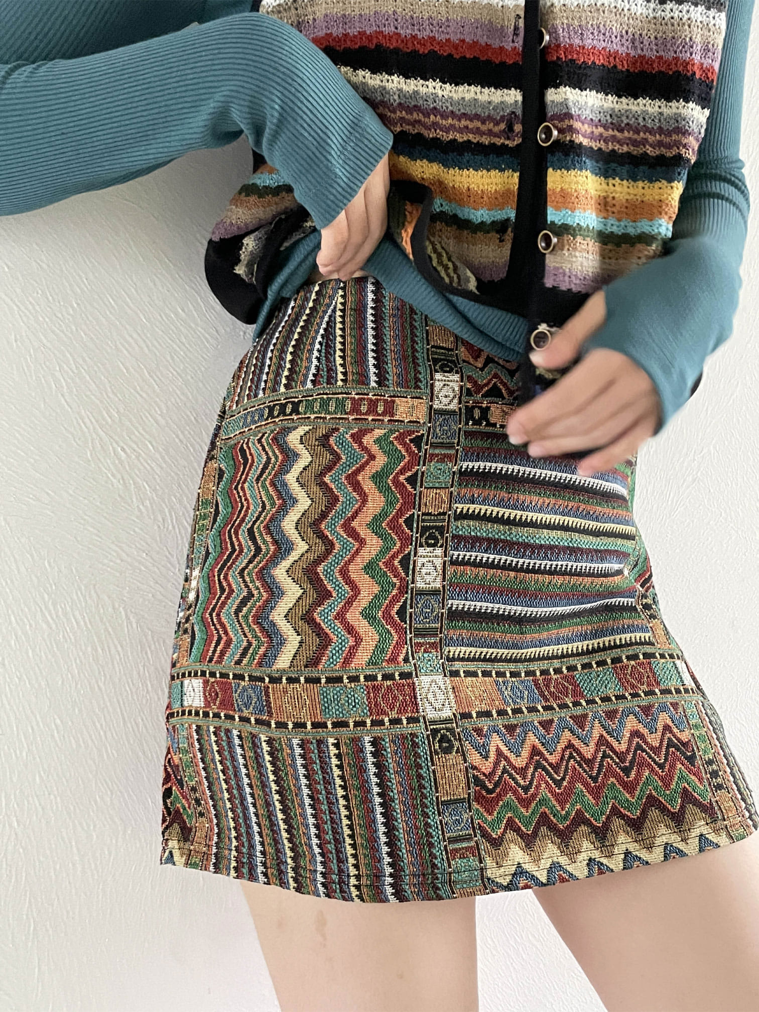 ethnic mini skirt
