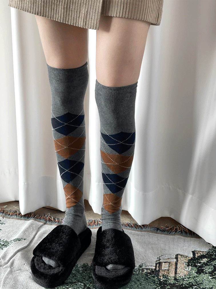 argyle knee-over socks