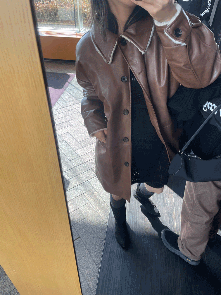 31 eco fur leather coat