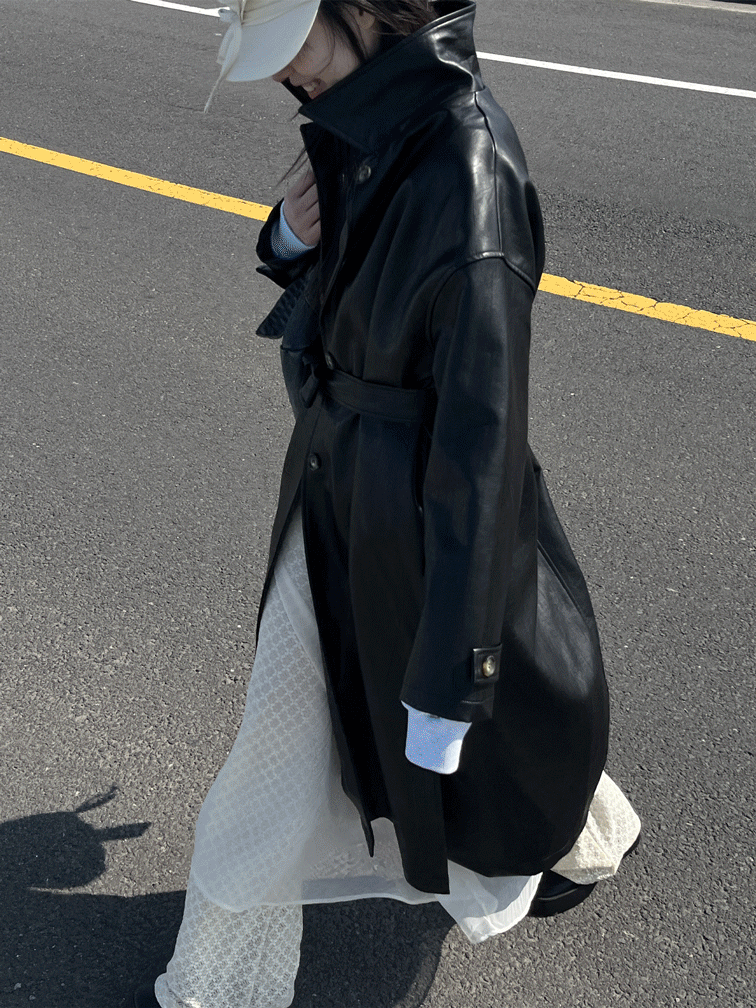[9hope] vintage leather coat(3color)