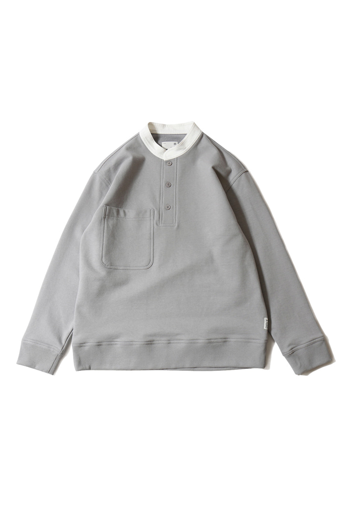 Forest Cotton Collar Button Pullover Gray