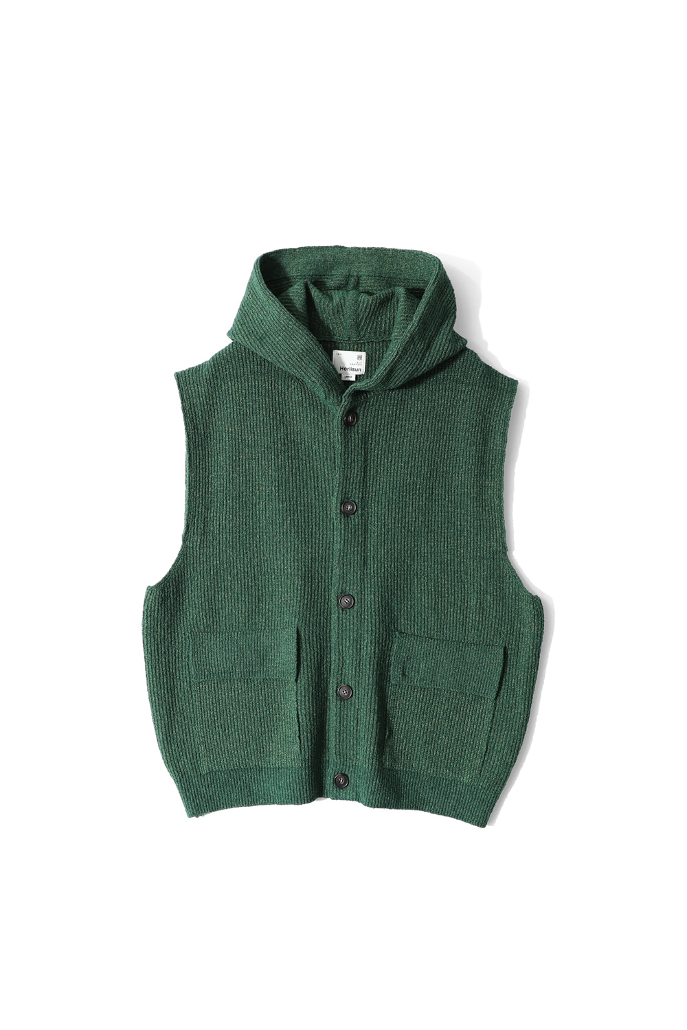 Acorn Hoodie Vest Cardigan Cotton Knit Smart Green