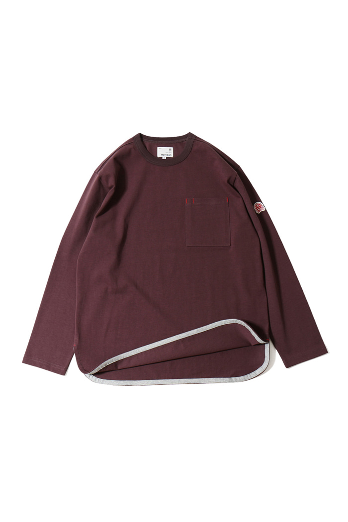 Emery Long Sleeve Pocket Seasonal T-shirts Bold Burgundy