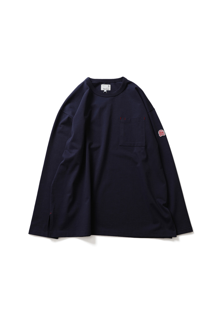 21SS Lawrence Overfit Long Sleeve Pocket T-shirts Navy