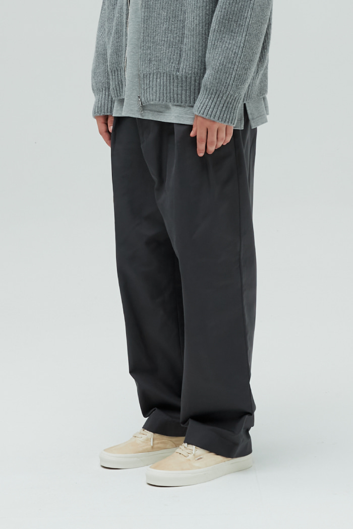 Corinth Twill Wide Loose Pants Charcoal