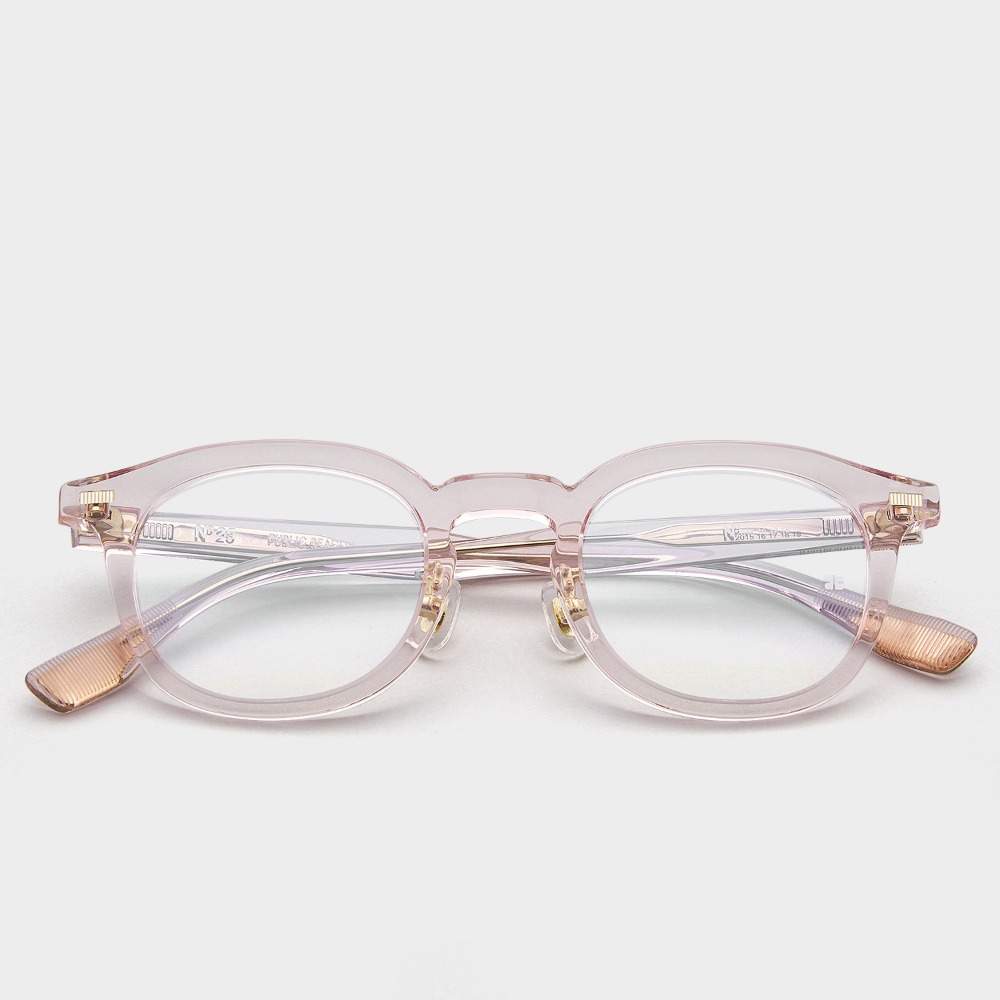 퍼블릭비컨 안경 넘버 25 C5 여자 사각 핑크 투명 뿔테 블루라이트차단안경