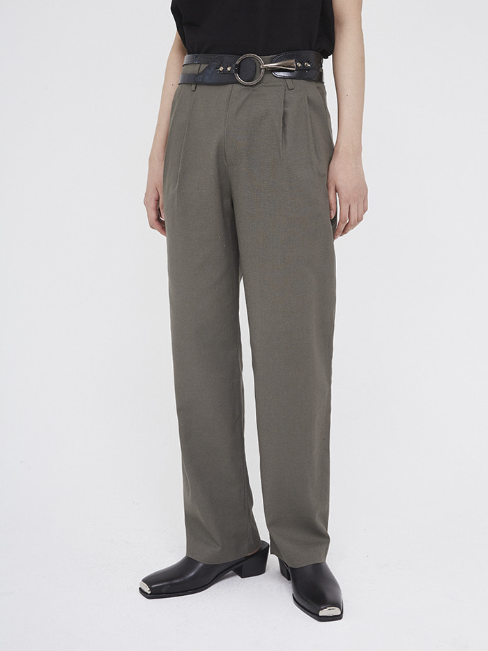linen pintuck roll-up pants (2 color) - UNISEX