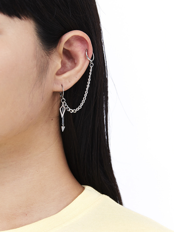 pointed silver chain earring