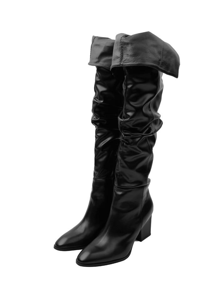 knee-high wrinkle long boots (3 color)