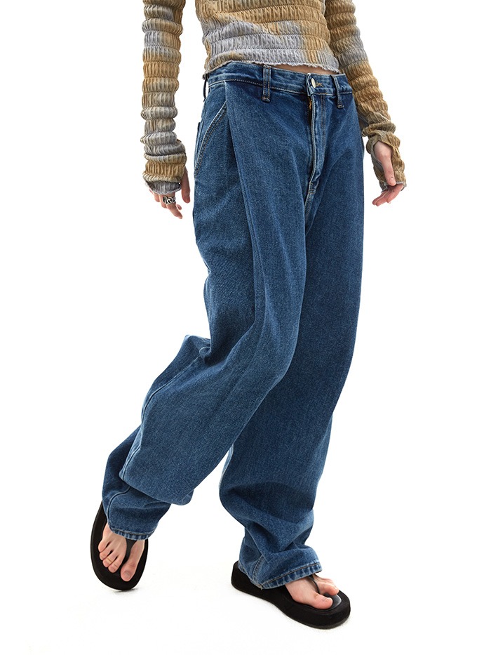 pintuck wide jeans