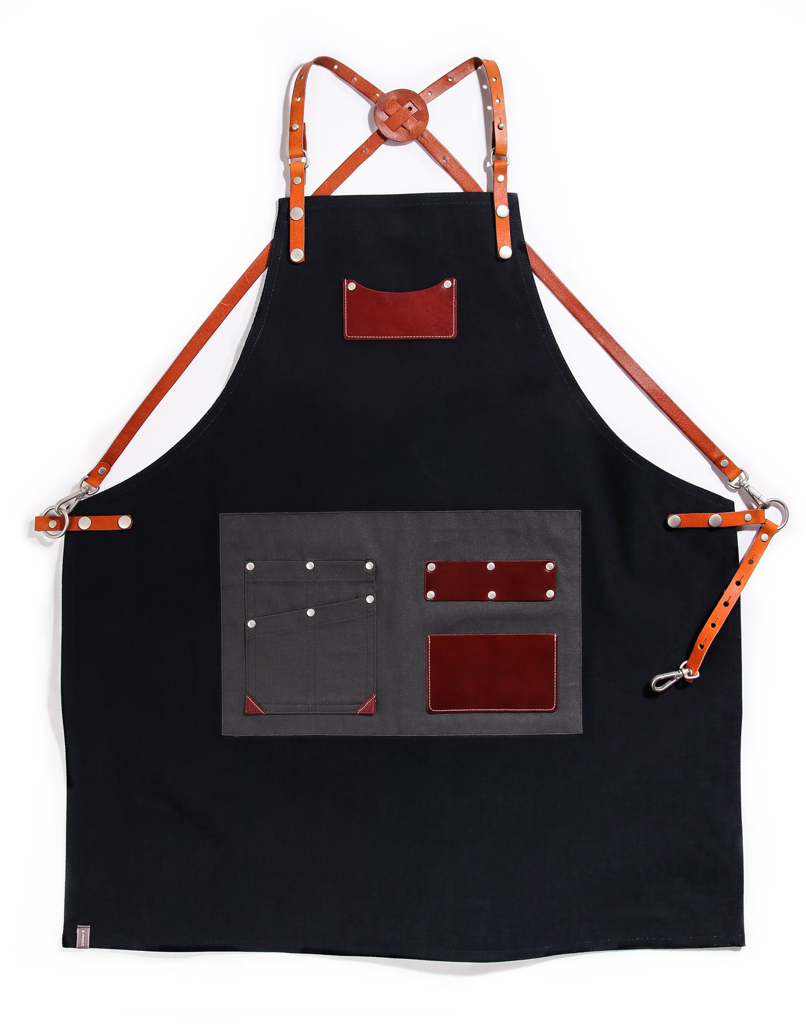 customizing canvas leather apron navy #AA1807