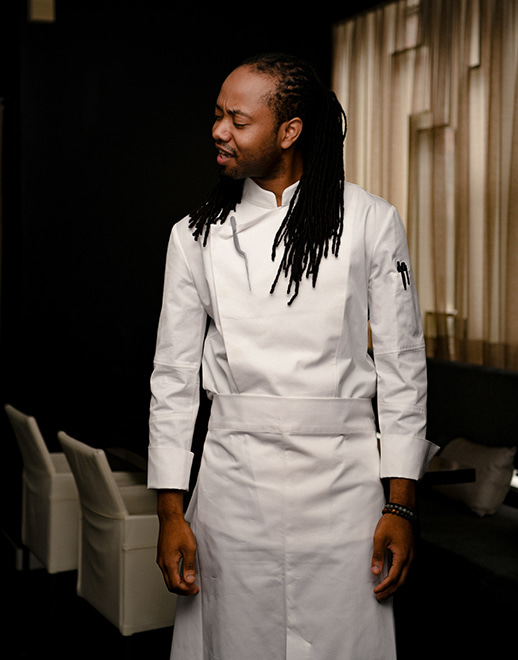 Back side cooling stretch chef coat #AJ1945 White