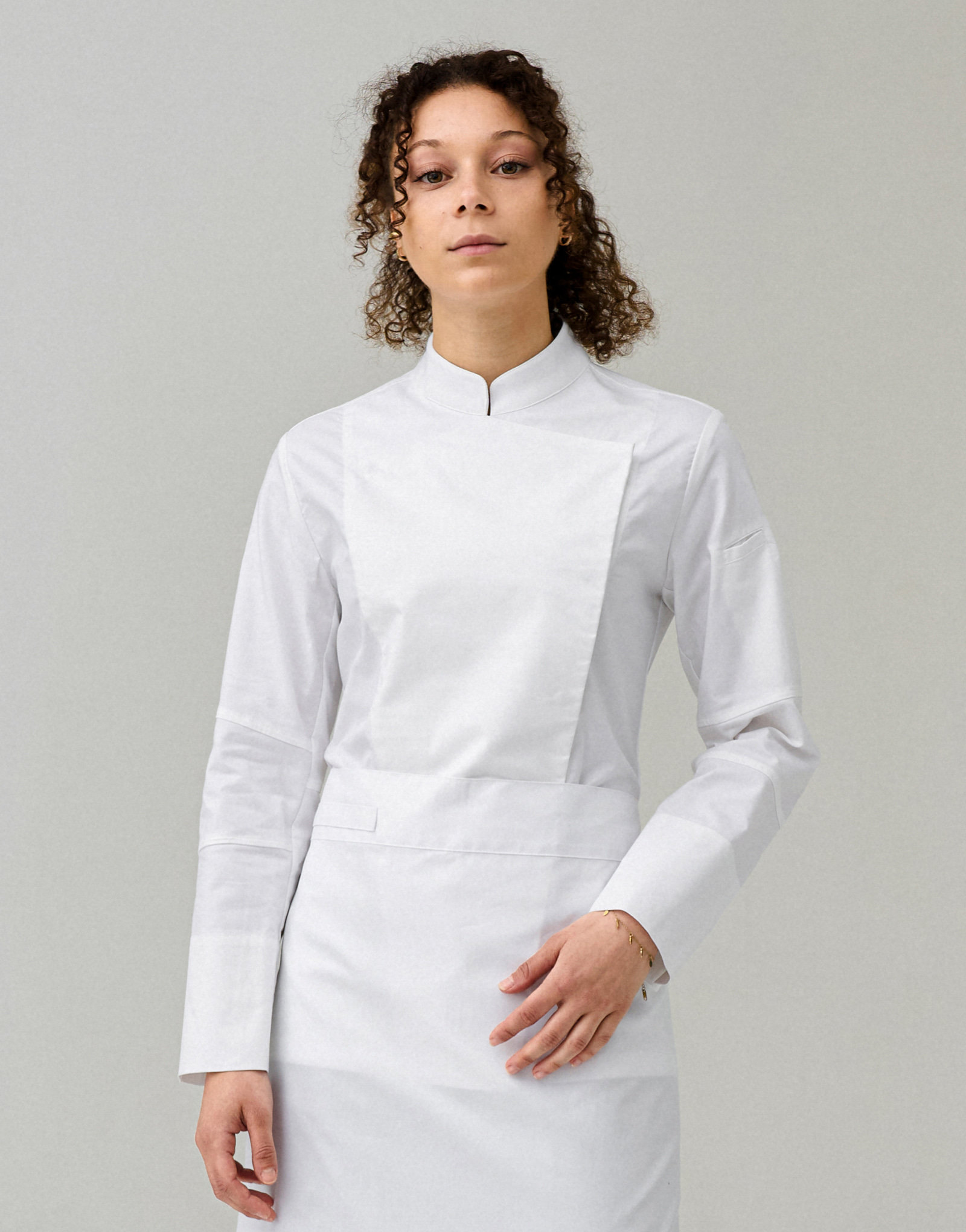 Back side cooling stretch women chef coat #AJ1945-1 White