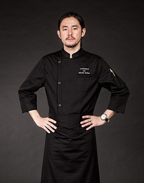 (AJ1527) basic chef jacket - black