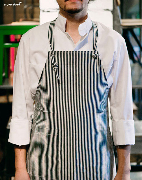 Natural Stripe Canvas Aprons White #AA1307
