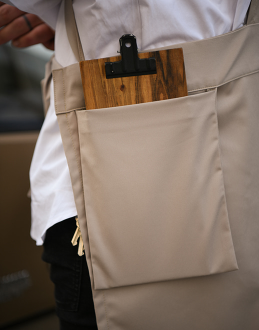 conceal zipper dangled back pocket x-type apron #AA1960 beige