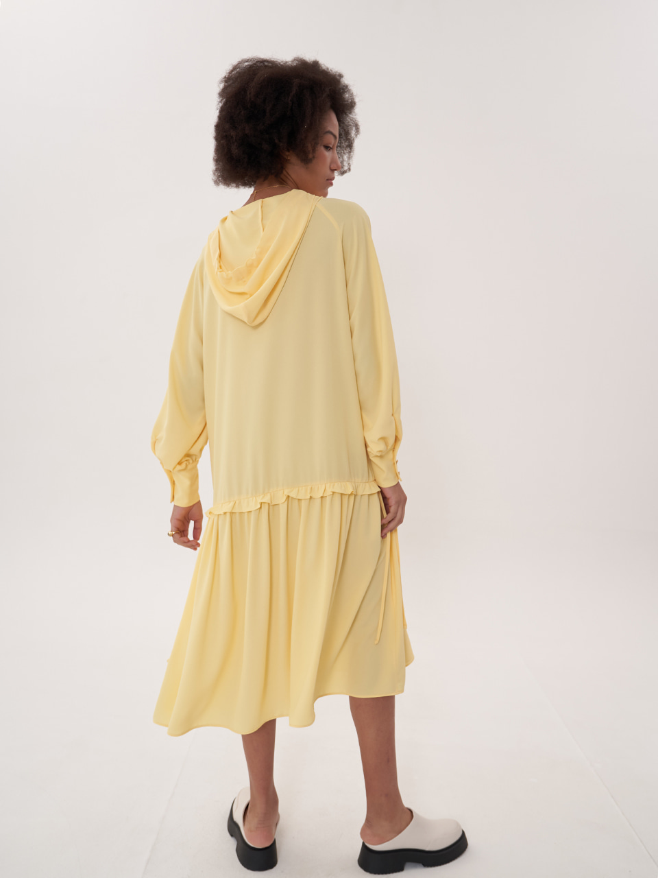 hooded maxi dress_yellow