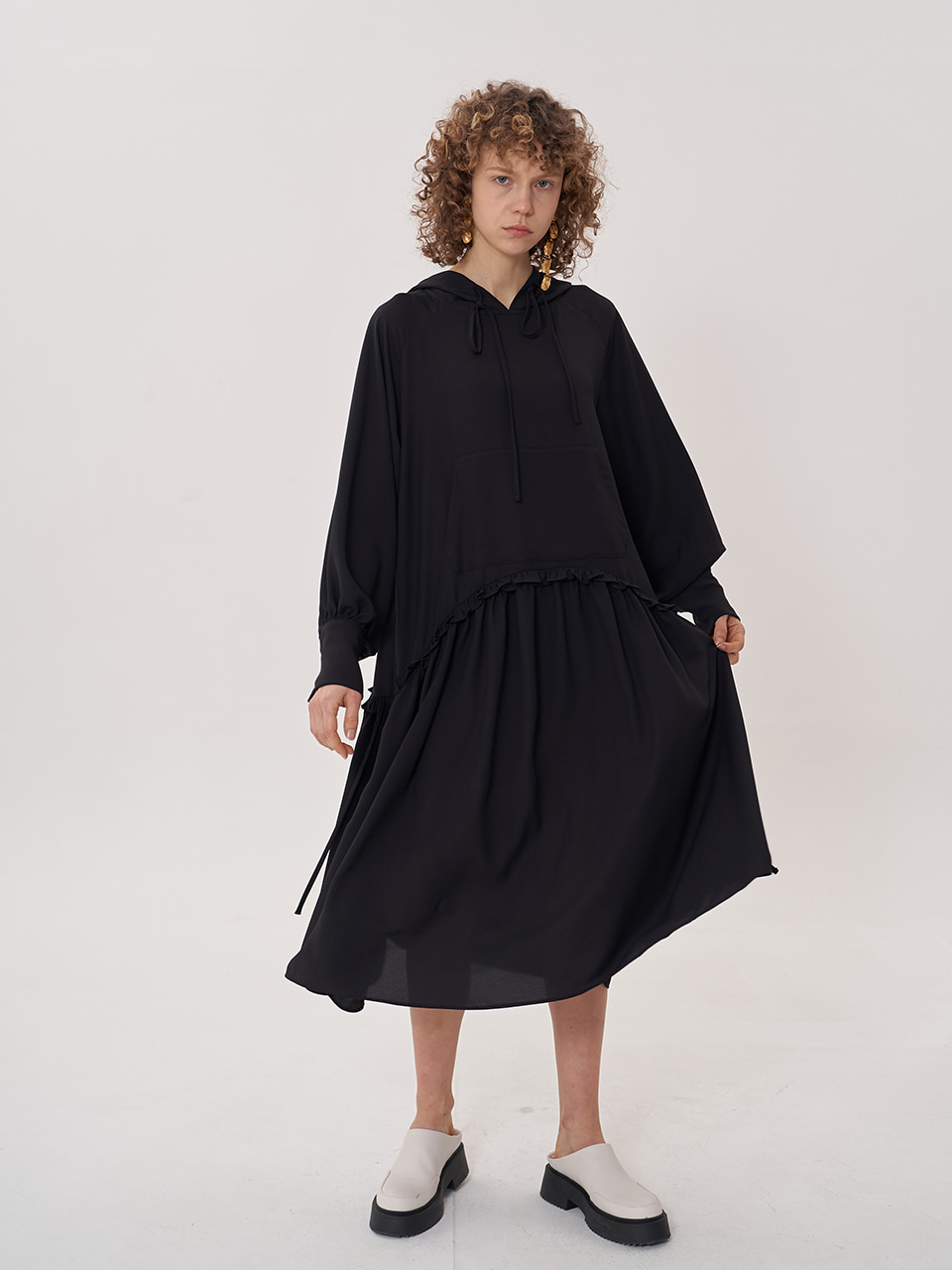 hooded maxi dress_black