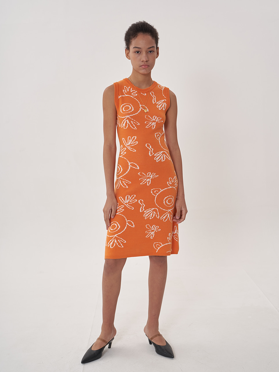 jacquard knit dress_orange