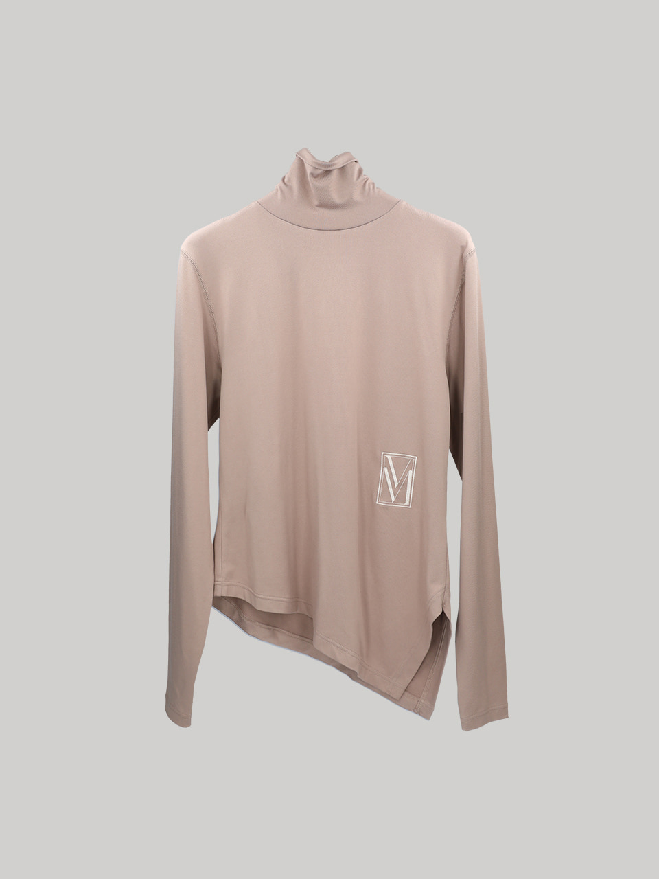 Logo embroidery soft high-neck T_beige