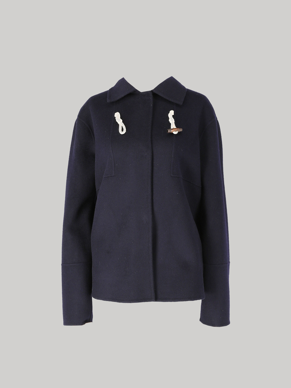 wool hand-made duffel jacket_navy