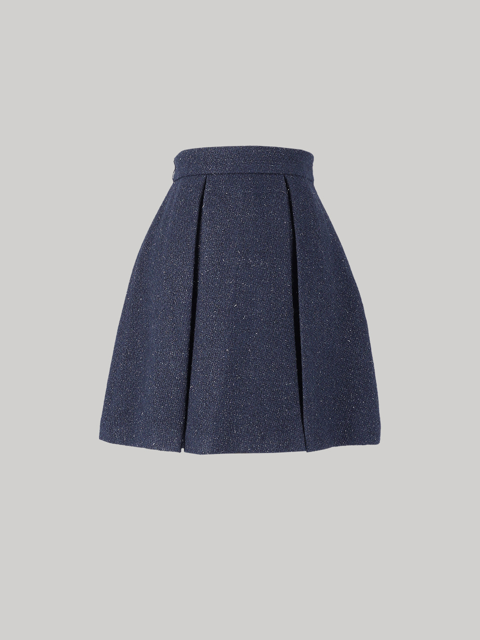 wool-blend tweed mini skirt_navy