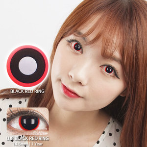 UJ8 Black Red ring colored contacts
