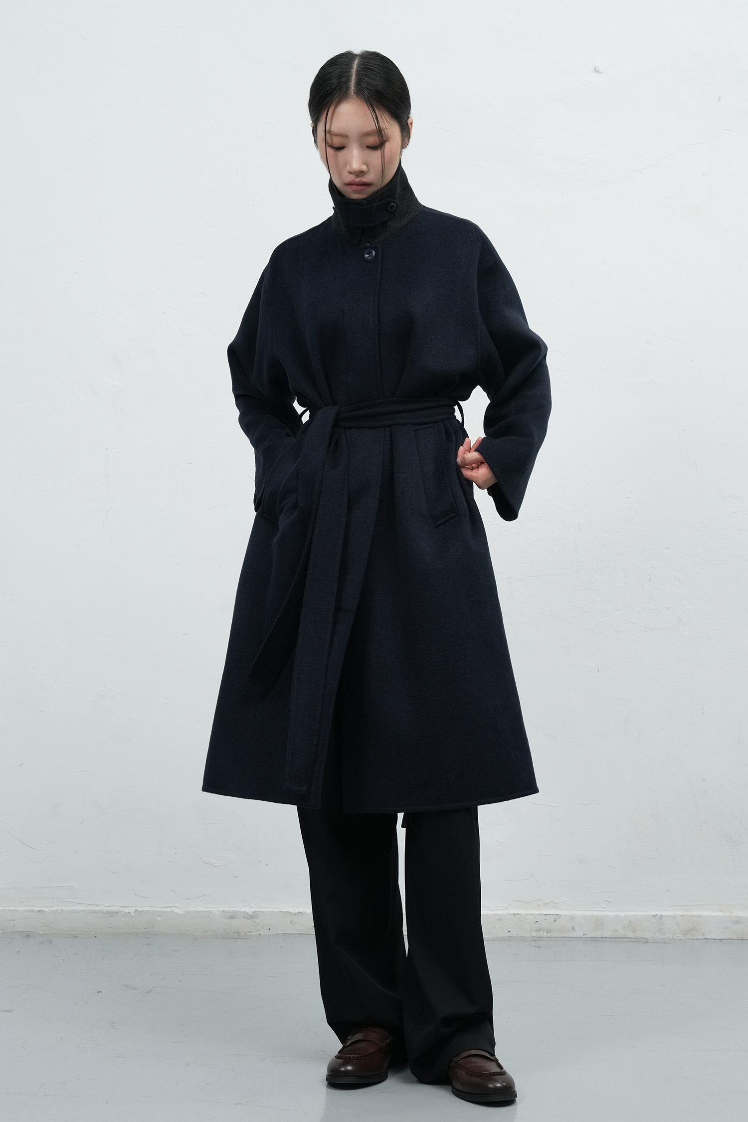 GENERAL IDEA ジェネラルアイディア ウール混ロングコート ブラック GENERAL IDEA ジェネラルアイディア ウール混ロングコート ブラック