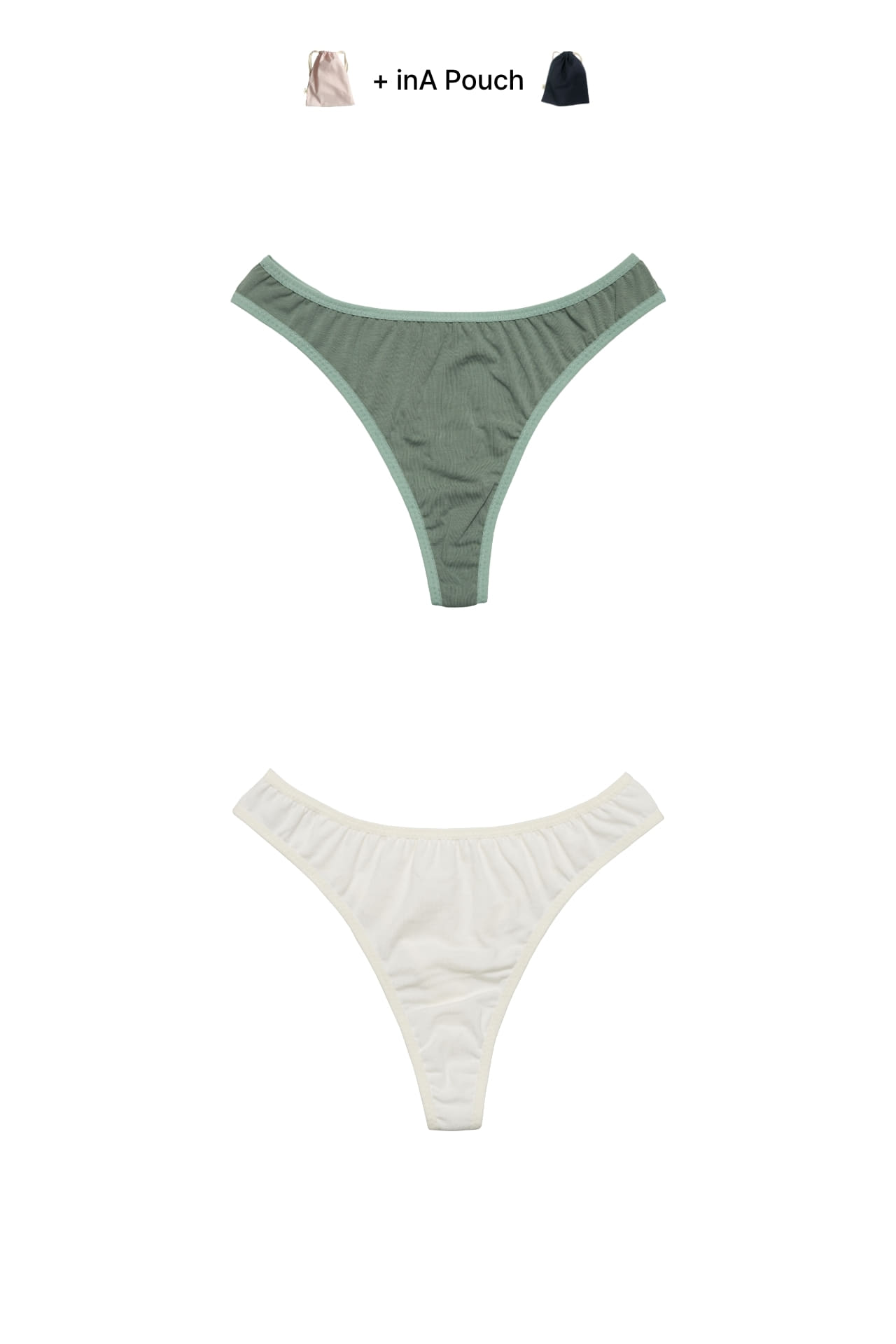 [2Set] Feel Free Thong  Forest + Ivory