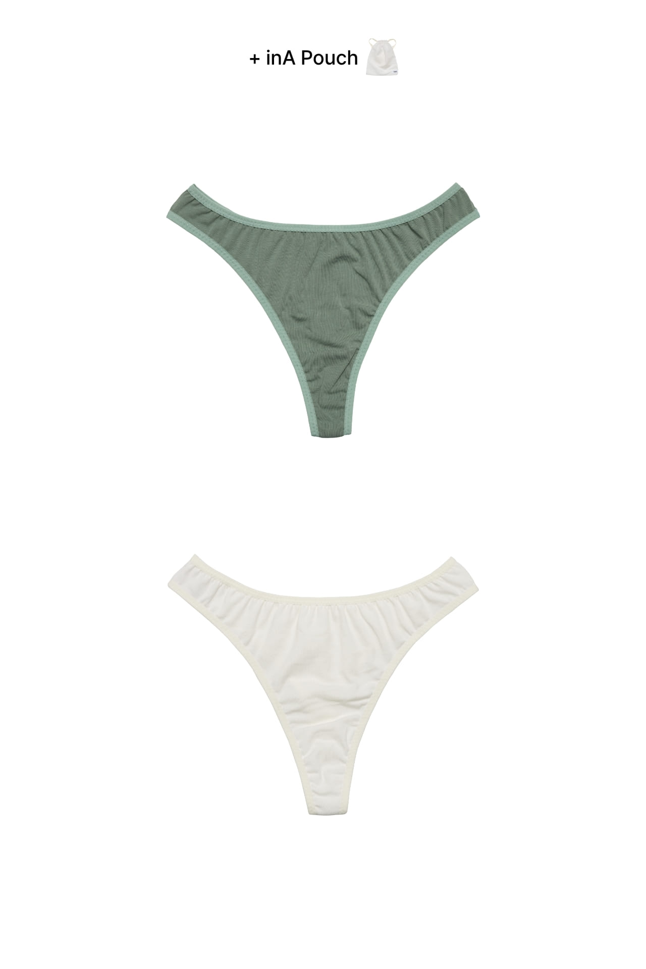 [2Set] Feel Free Thong  Forest + Ivory