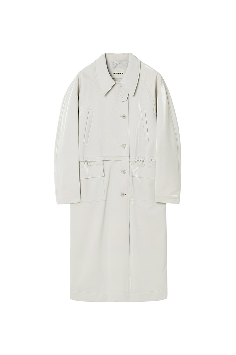 에나멜 디태처블 트렌치 코트 WHITE
