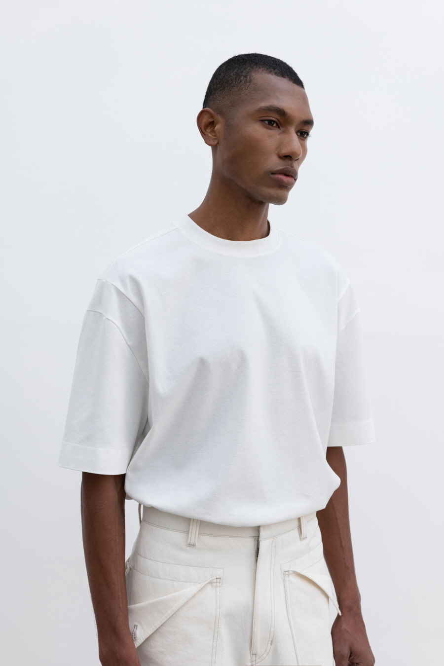 패널드 오버핏 티셔츠 OFF WHITE